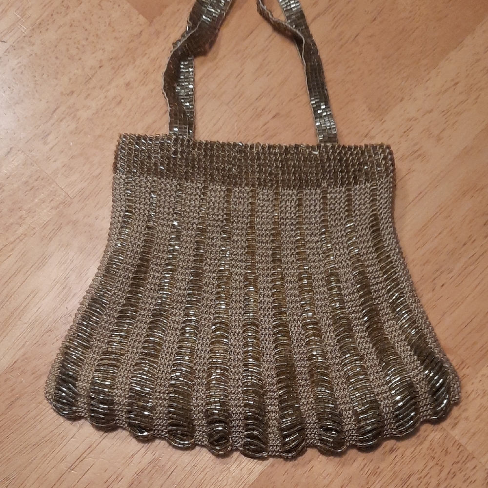 Elegant gold beaded evening bag